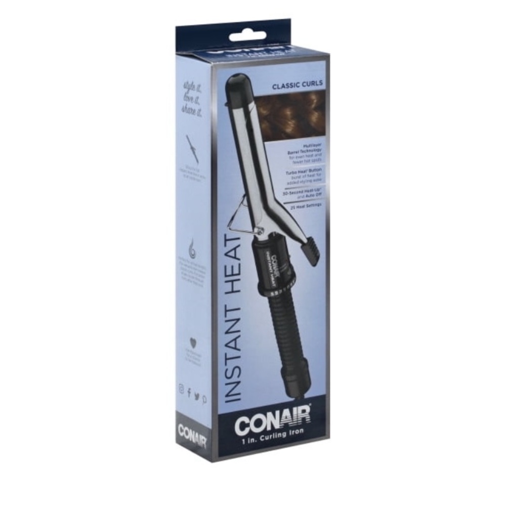 Conair Instant Heat Curling Iron, 1 in barrel all hair types, Black, CD87GNR NEW